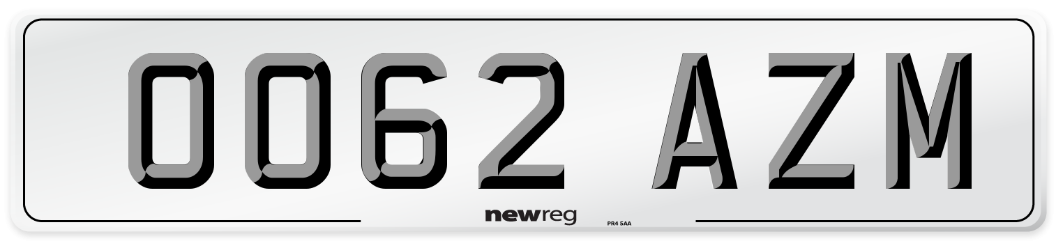 OO62 AZM Number Plate from New Reg